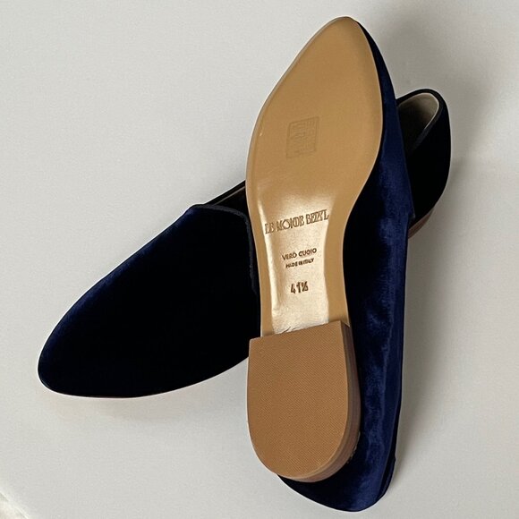 Le Monde Beryl blue velvet smoking slippers - women's 11.5 - Picture 3 of 7